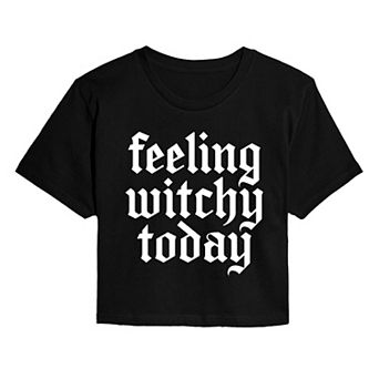 Juniors' Feeling Witchy Today Cropped Tee