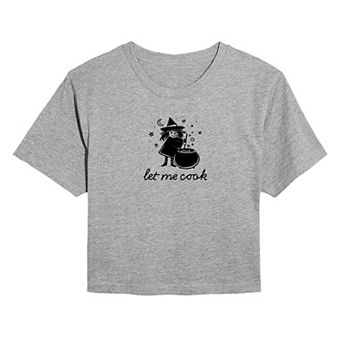 Juniors' "Let Me Cook" Witch Cropped Tee