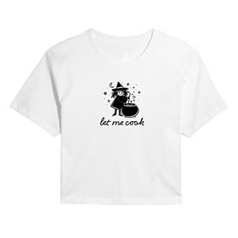 Juniors' "Let Me Cook" Witch Cropped Tee