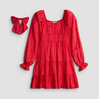 Girls 7-16 Inspired Hearts Lurex Shadow Stripe Tie Back Dress