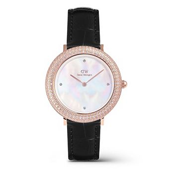 Daniel Wellington Women's Crystalline Bezel MOP Dial Leather Strap Watch - DW0010082
