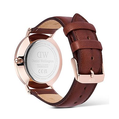 Daniel Wellington Men's Classic Day Date Leather Strap Watch - DW00100829 & DW00100830