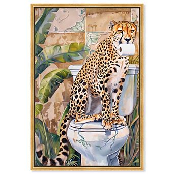 Art Remedy Cheetah Toilet Animals Canvas Wall Art