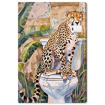Art Remedy Cheetah Toilet Animals Canvas Wall Art