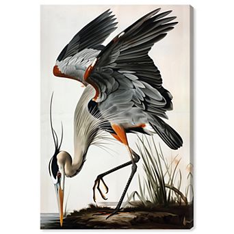 Art Remedy Blue Heron Picking Animals Canvas Wall Art