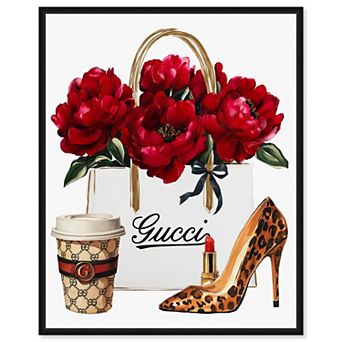 Art Remedy Leopard Heel Red Bloom Fashion Canvas Wall Art