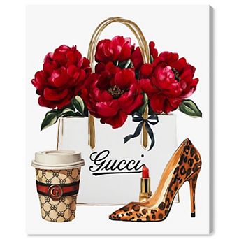 Art Remedy Leopard Heel Red Bloom Fashion Canvas Wall Art
