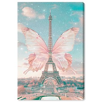 Art Remedy Butterfly Eiffel Tower Animals & Insects Canvas Wall Art