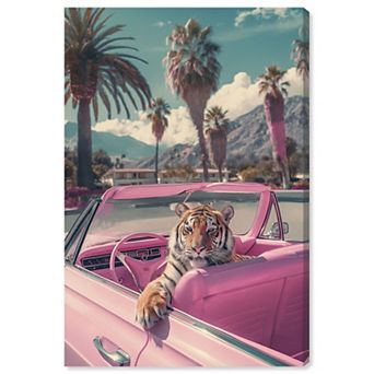 Art Remedy Rosy Tiger's Ride I Animals Canvas Wall Art