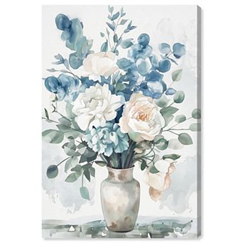 Art Remedy Heavenly White & Blue Floral & Botanical Canvas Wall Art