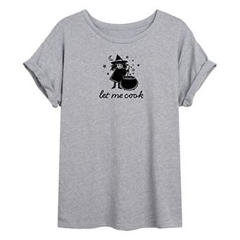 Juniors' "Let Me Cook" Witch Oversized Tee