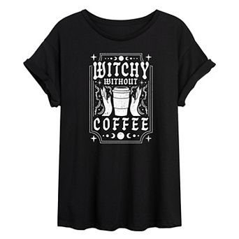 Juniors' Witchy Without Coffee Oversized Tee