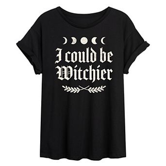 Juniors' I Could Be Witchier Oversized Tee