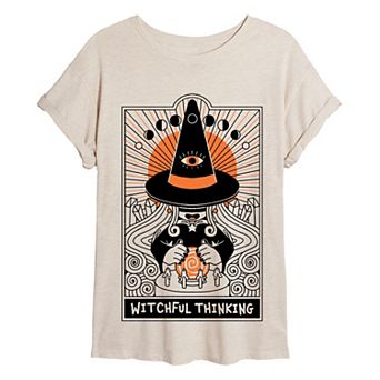 Juniors' Witchful Thinking Tarot Card Oversized Tee