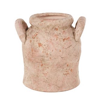 Stella & Eve Ceramic Distressed Antique Decorative Vase with Handles Table Decor
