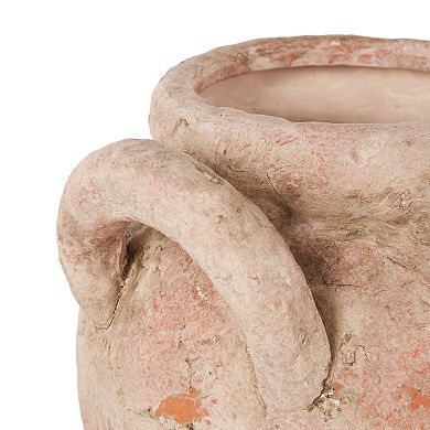 Stella & Eve Ceramic Distressed Antique Decorative Vase with Handles Table Decor