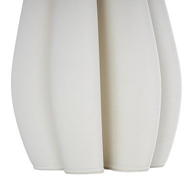 Stella & Eve Ceramic Ribbed Dimensional Concaved Vase with Floral Rim Table Decor