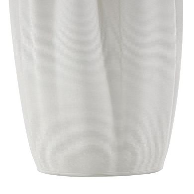 Stella & Eve Ceramic Ribbed Dimensional Folded Vase with Wavy Rim Table Decor
