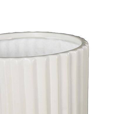 Stella & Eve Ceramic Ribbed Planter with Attached Saucer 3-Pack