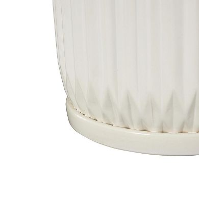 Stella & Eve Ceramic Ribbed Planter with Attached Saucer 3-Pack