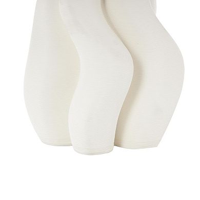 Stella & Eve Ceramic Ribbed Wavy Decorative Vase with Floral Shaped Rim Table Decor