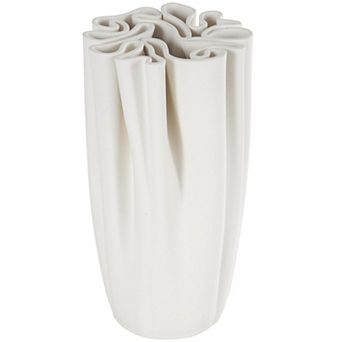 Stella & Eve Ceramic Ribbed Dimensional Folded Vase Table Decor