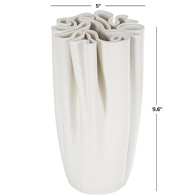 Stella & Eve Ceramic Ribbed Dimensional Folded Vase Table Decor
