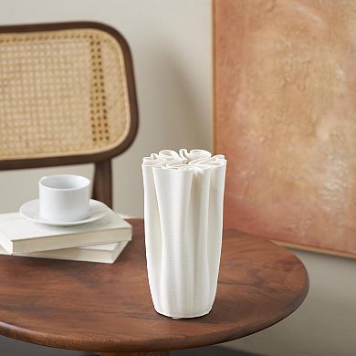 Stella & Eve Ceramic Ribbed Dimensional Folded Vase Table Decor