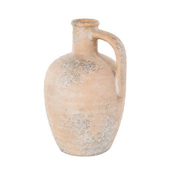 Stella & Eve Ceramic Distressed Decorative Vase with Handle Table Decor