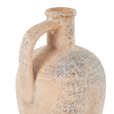 Stella & Eve Ceramic Distressed Decorative Vase with Handle Table Decor