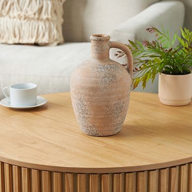 Stella & Eve Ceramic Distressed Decorative Vase with Handle Table Decor