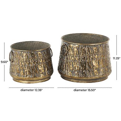 Stella & Eve Metal Textured Planter with Ring Handles 2-Piece