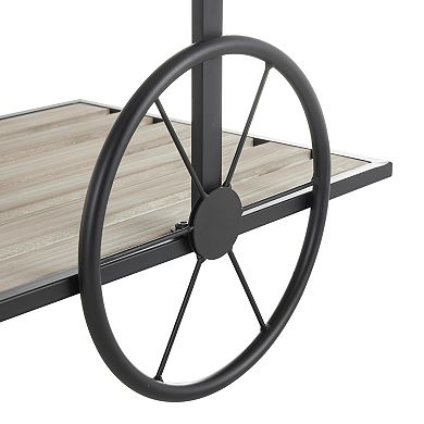 Stella & Eve Wood Wheelbarrow Plant Stand with Shelf