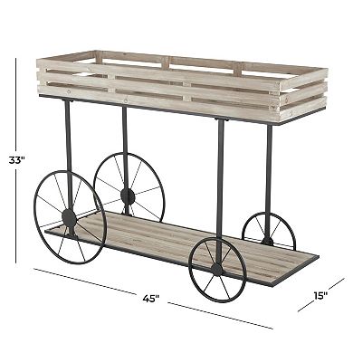 Stella & Eve Wood Wheelbarrow Plant Stand with Shelf