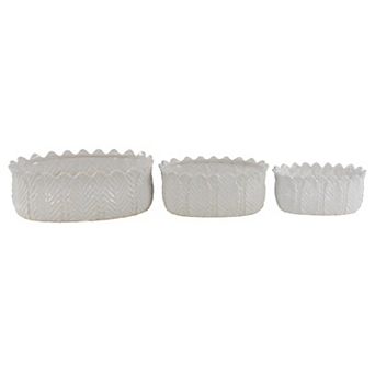 Stella & Eve Ceramic Leaf Design Planter Set of 3