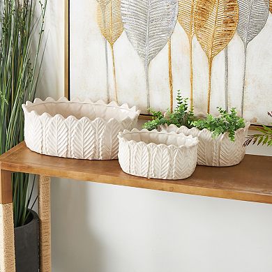 Stella & Eve Ceramic Leaf Design Planter Set of 3