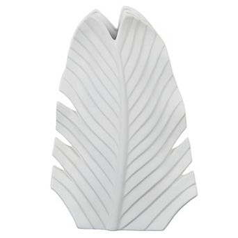 Stella & Eve Ceramic Curved Leaf Decorative Vase Table Decor