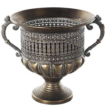Stella & Eve Metal Urn Shaped Decorative Vase with Cut Outs Table Decor