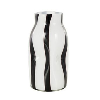 Stella & Eve Glass Concaved Round Decorative Vase with Stripes