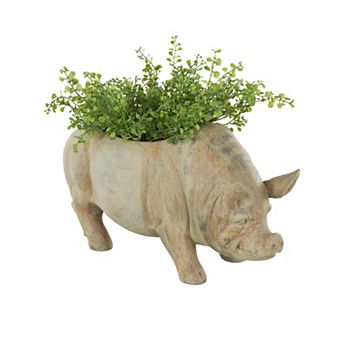 Stella & Eve Resin Pig Planter with Distressed Details Indoor / Outdoor Decor