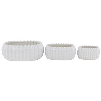 Stella & Eve Textured Ceramic Indoor Outdoor Planter Set of 3