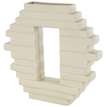 Stella & Eve Ceramic Decorative Vase with Rectangular Cutout Table Decor
