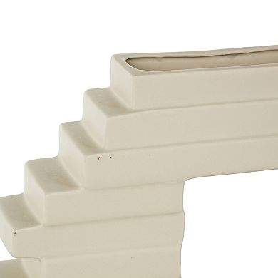 Stella & Eve Ceramic Decorative Vase with Rectangular Cutout Table Decor