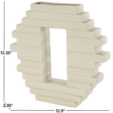 Stella & Eve Ceramic Decorative Vase with Rectangular Cutout Table Decor