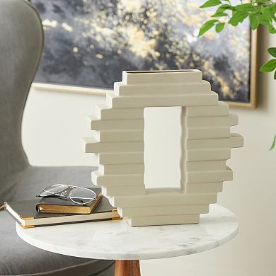 Stella & Eve Ceramic Decorative Vase with Rectangular Cutout Table Decor