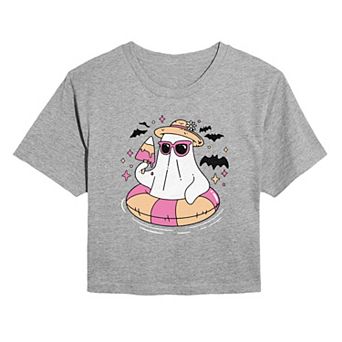 Juniors' Summerween Ghost Pool Float Cropped Tee