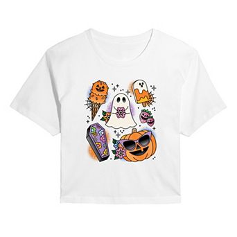 Juniors' Summerween Flash Tattoos Cropped Tee