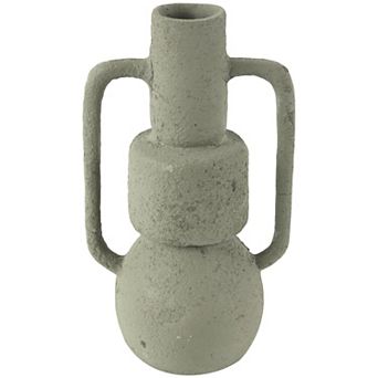 Stella & Eve Textured Paper Mache Decorative Vase with Squared Handles Table Decor