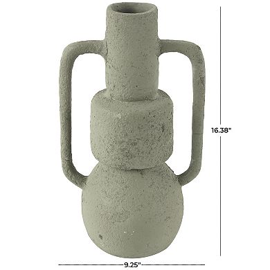 Stella & Eve Textured Paper Mache Decorative Vase with Squared Handles Table Decor
