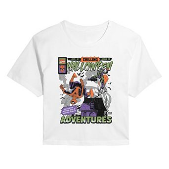 Juniors' Marvel Spider-Man Halloween Adventures Cropped Tee